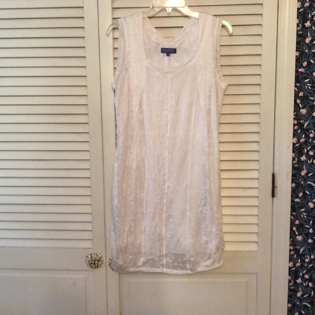 Vivienne Vivienne Tam White Mesh Overlay Dress